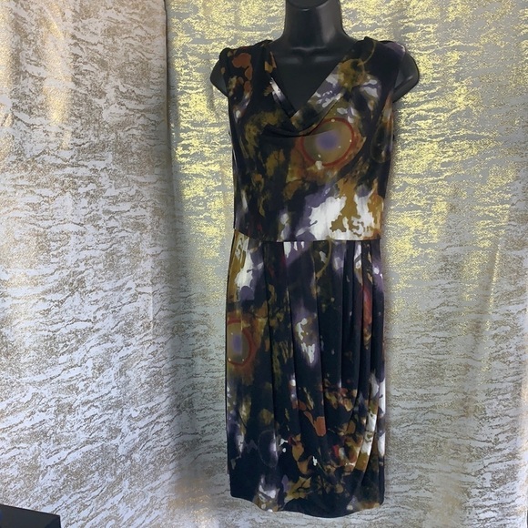 Calvin Klein black/purple Sleeveless geometric pattern sheath dress size 2 - Picture 2 of 11